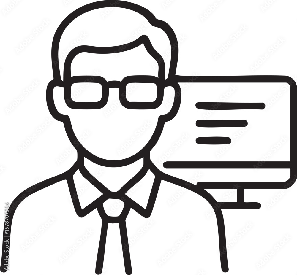 Obraz premium Illustration of a business person working behind the computer