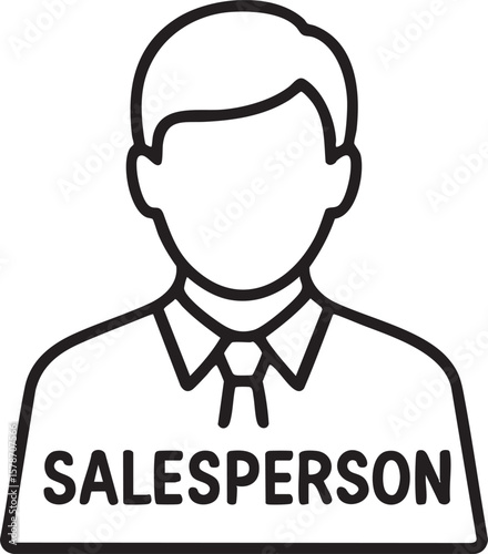 Minimalist Salesperson Icon Outlined Vector Illustration of a Professional Character 