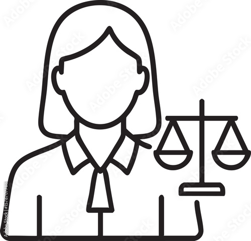 Lady Justice Line Art Symbol of Legal Professionalism and Equality