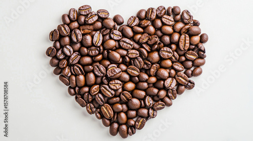 Assemble coffee beans in the shape of a heart