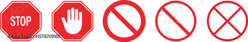 Stop and Prohibited Signs: Warning, Restricted, Danger, No Entry Vector Set