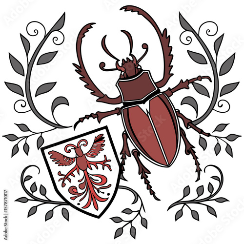 beetle on a white background