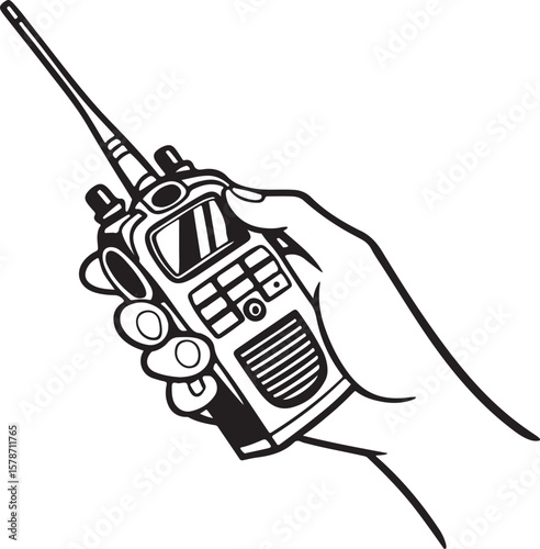 Sketch of a walkie talkie device used in industrial or field operations, ideal for professional communication themes.