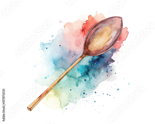 watercolor Stirring Paddle vector illustration isolated on white background