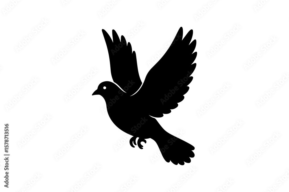 Obraz premium Black Silhouette of a Dove Flying 