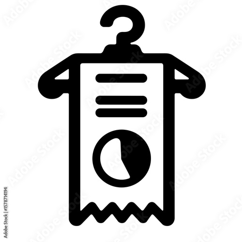 Receipt icon with pie chart and hanger, budget tracking symbolism