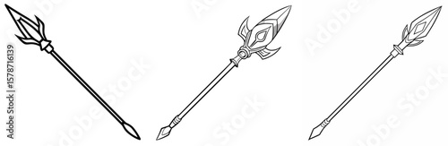  Long Spear Coloring Book Page Outline Design
