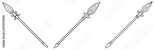  Long Spear Coloring Book Page Outline Design