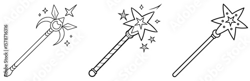 Magic Wand Coloring Book Page - Outline Design