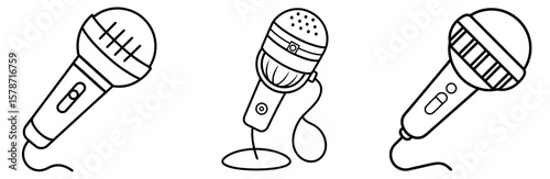 Microphone Coloring Book Page - Outline Design