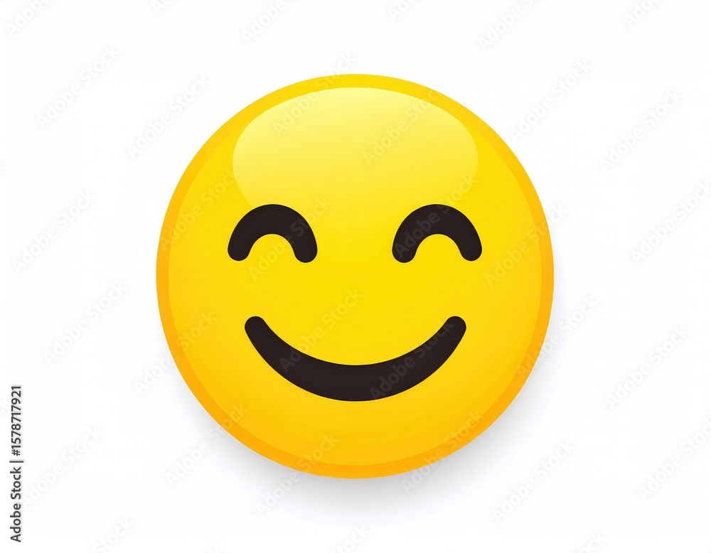 Joyful Yellow Smiley: A Happy, Glossy Emoji Illustration Joyful Yellow Smiley: A Happy, Glossy Emoji Illustration