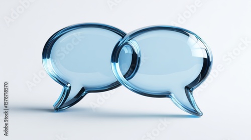 Two green overlapping glass speech bubbles on white background. UI interface element.