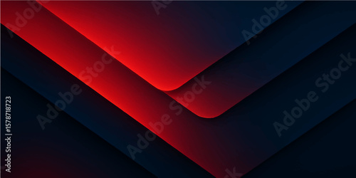 Tableau sur toile Red gradient abstract geometric background with smooth layered shapes and light