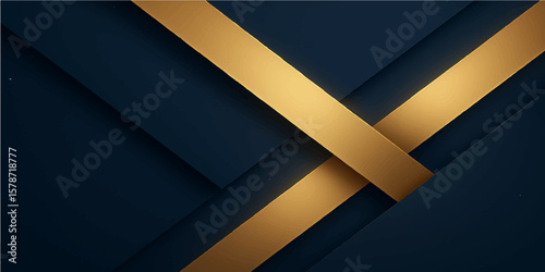 Elegant dark blue and gold geometric abstract background with premium layered texture