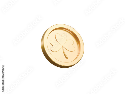 clover coin icon 3d illustration render
