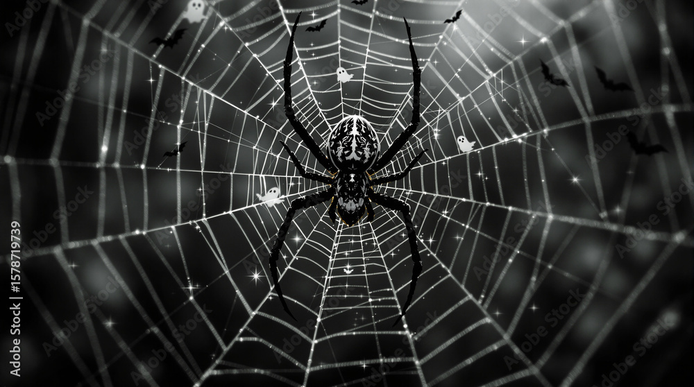 Obraz premium Spider in a detailed intricate web design.