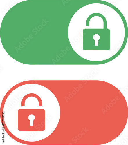 Toggle switch on off vector ui design element green red lock unlock security privacy settings control 