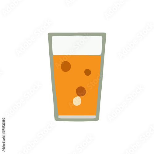 Simple illustration of a pint glass filled with golden-colored, bubbly beverage.