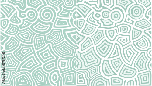 Abstract pattern with concentric shapes and organic lines in light green and white color scheme design