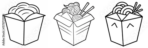Noodle Box Coloring Book Page - Outline Design