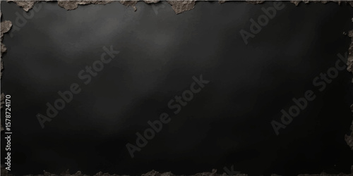 Dark Blank Canvas: A texture canvas in dark gray offers creative possibilities with grunge rusty border and subtle depth for design elements.