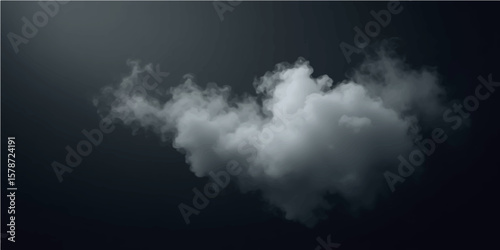 Whisper of the Sky: An isolated, fluffy cloud floats serenely against a dark, brooding background, evoking a sense of calm. 