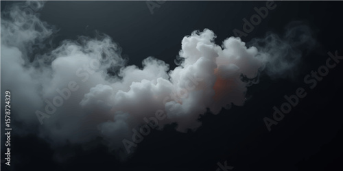 Smoke Plume against Dark Background: A dramatic, ethereal plume of white smoke billows against a stark dark background, creating a captivating visual effect.
