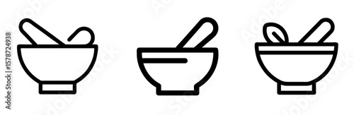 Pestle and Mortar Icon - Outline Vector Line Art