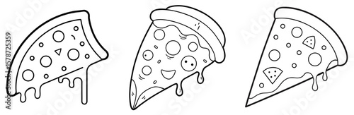 Pizza Coloring Book Page - Outline Design