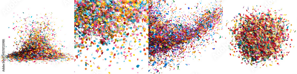 Obraz premium Colorful Powder Explosion: Abstract Particle Burst on White