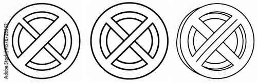 Prohibiting Sign Coloring Book Page - Outline Line Art