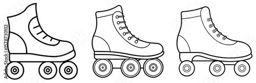 Roller Skate Coloring Book Page - Outline Vector Line Art Design