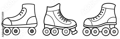 Roller Skate Coloring Book Page - Outline Vector Line Art Design