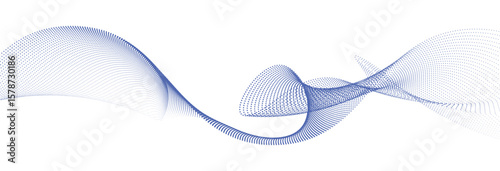 Blue halftone particle wave with abstract azure dot flow — a dynamic, flowing line art composition.