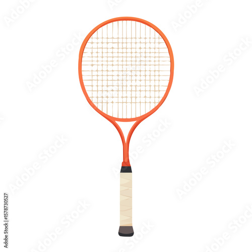 Minimalistic 2D flat icon featuring a badminton racket, clean vector design, simple illustration style, isolated on a white background, modern element in vector and EPS format.