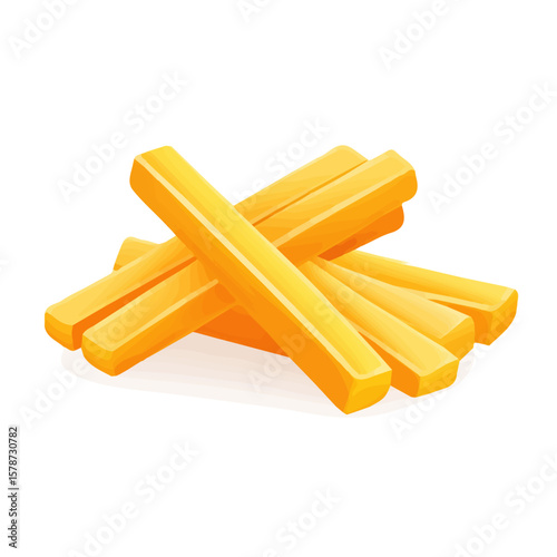 Minimalistic 2D flat icon featuring a cheddar sticks, clean vector design, simple illustration style, isolated on a white background, modern element in vector and EPS format.