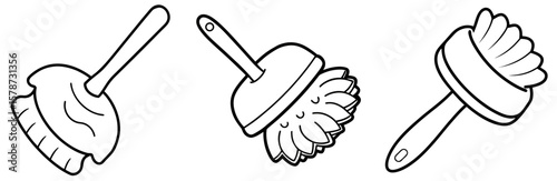 Scrubbing Brush Coloring Book Page - Outline Vector Line Art Design