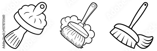 Scrubbing Brush Coloring Book Page - Outline Vector Line Art Design