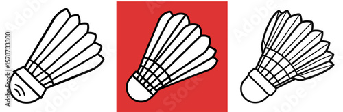 Shuttlecock Coloring Book Page - Outline Vector Line Art