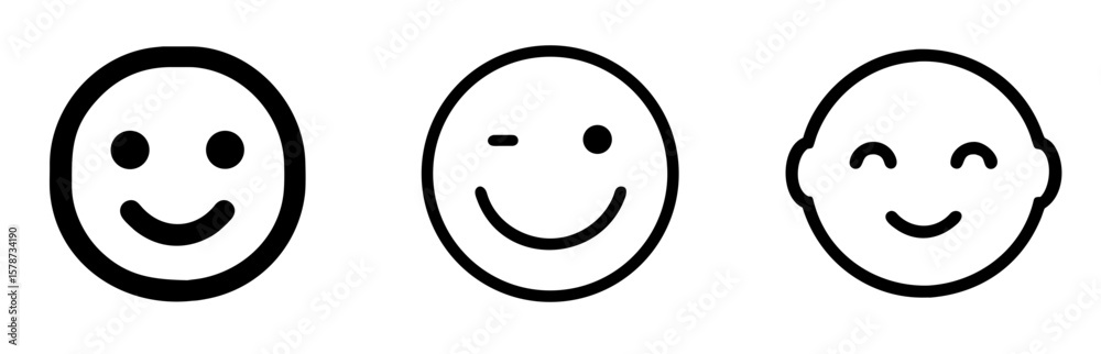 Smile Icon - Outline Vector Line Art Smile Icon - Outline Vector Line Art