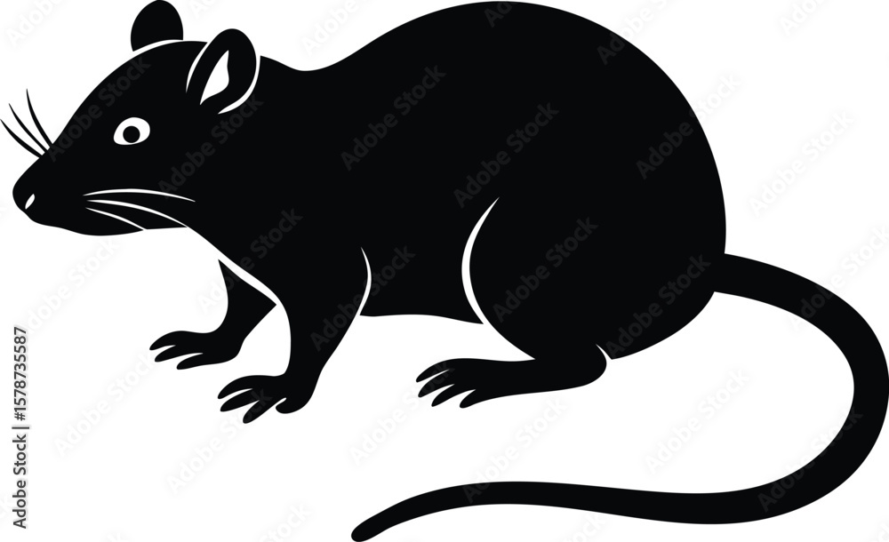 Obraz premium Beautiful Black Rat Vector Illustration Silhouette 