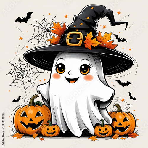 halloween witch with pumpkin