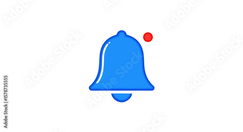 Vibrant Blue Notification Bell with a Red Dot Alert on Clean White Background