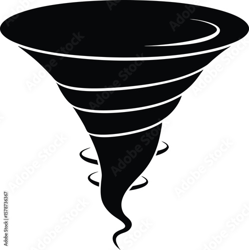 Outline tornado icon, with editable stroke. Hurricane silhouette, twister pictogram. Whirlwind funnel 