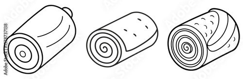 Swiss Roll Coloring Book Page - Outline Vector Line Art