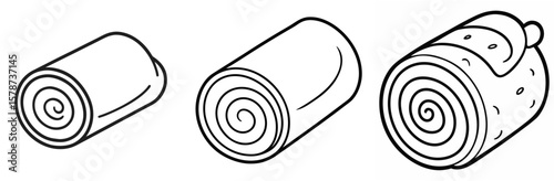 Swiss Roll Coloring Book Page - Outline Vector Line Art