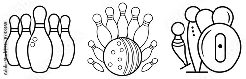 Ten Pin Bowling Coloring Book Page - Outline Design
