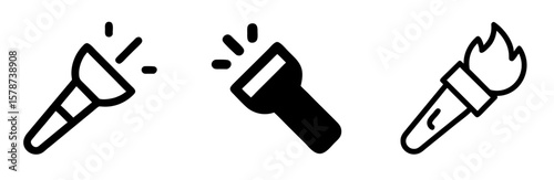 Torch Icon – Flame and Light Symbol Vector Illustration