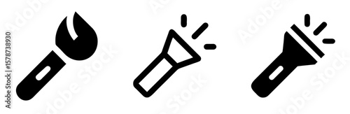 Torch Icon – Flame and Light Symbol Vector Illustration