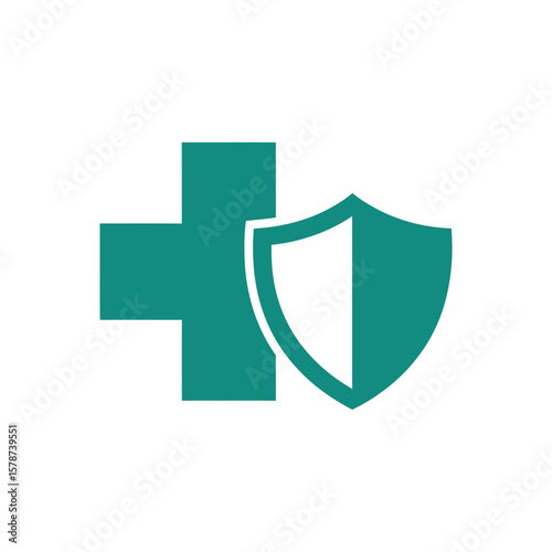 Green cross and shield logo, symbolizing medical safety, care, and protection Free Download Green cross and shield logo, symbolizing medical safety, care, and protection - GFXLoad